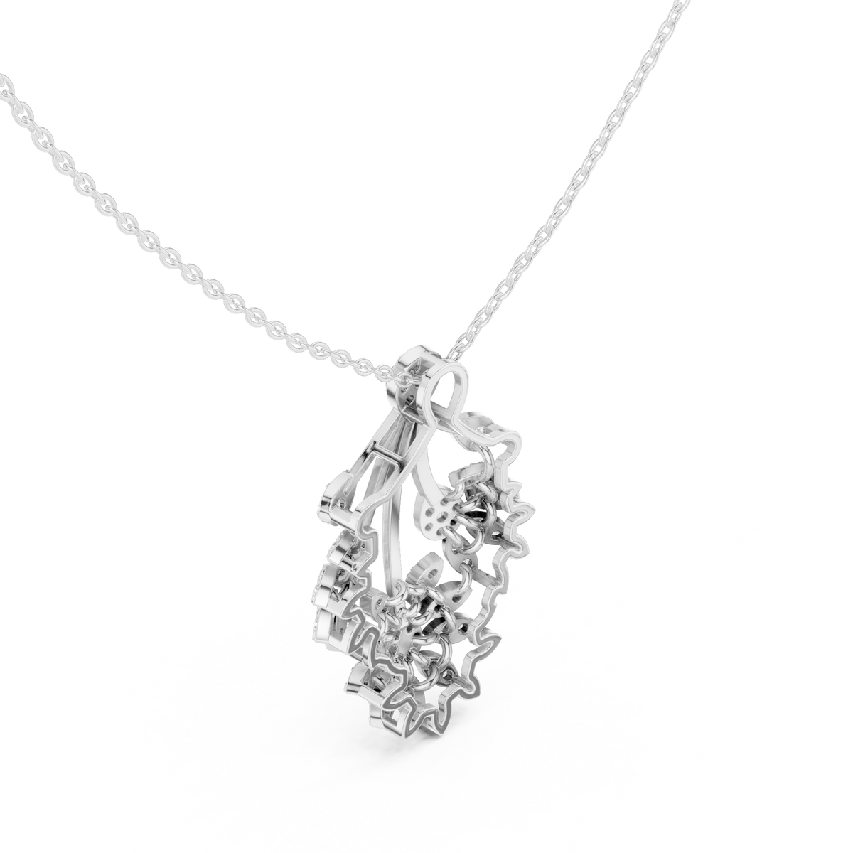 Floral Drop Pendant with Round Moissanite Diamond - View 9