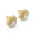 Tiered Double Halo Round Lab Grown Diamond Stud Earrings - View 4
