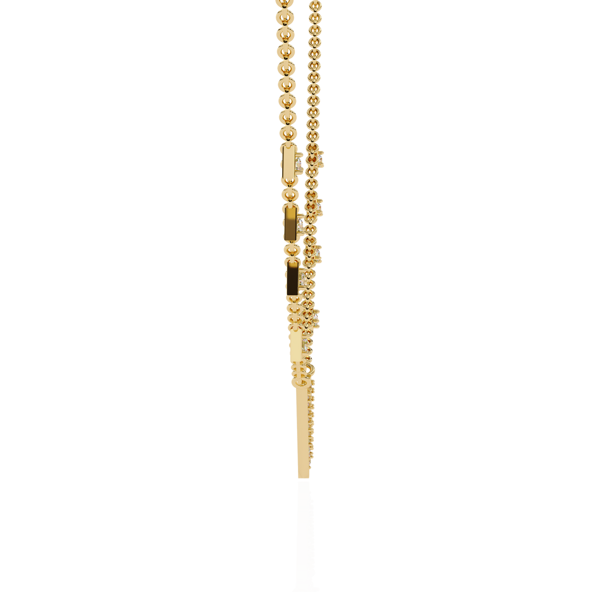Open Triangle Pave Station Moissanite Pendant Necklace - View 7