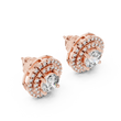 Tiered Double Halo Round Moissanite Diamond Stud Earrings - View 5