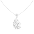 Leaf Swirl Pendant Necklace with Round Lab Grown Stones - View 3