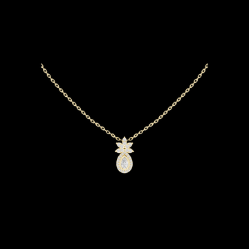 Lotus Motif Statement Charm Featuring Pear Moissanite Diamond Pendant