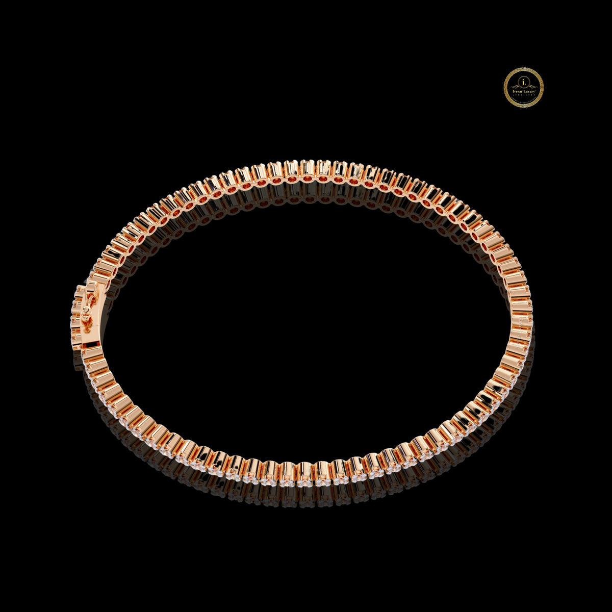 Round Cut Moissanite Diamond Box Clasp Tennis Bracelet - View 3