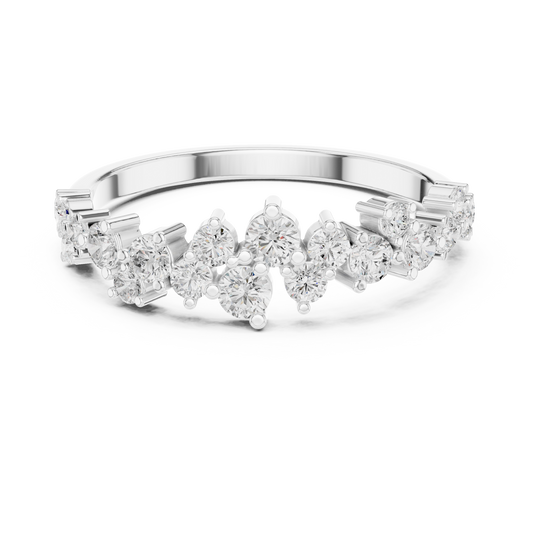 Round & Marquise Cut Lab Diamond Crown Wedding Band Ring - View 2