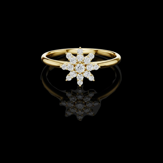Starburst Cluster Round Cut Lab Diamond Cocktail Engagement Ring