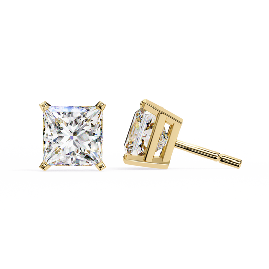 Discover the Beauty of Lab Created Princess Diamond Earrings For Everyday - View 2