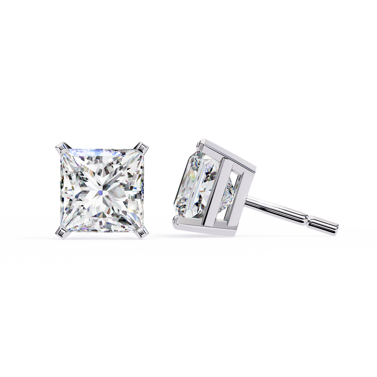 Discover the Beauty of Lab Created Princess Diamond Earrings For Everyday - View 4