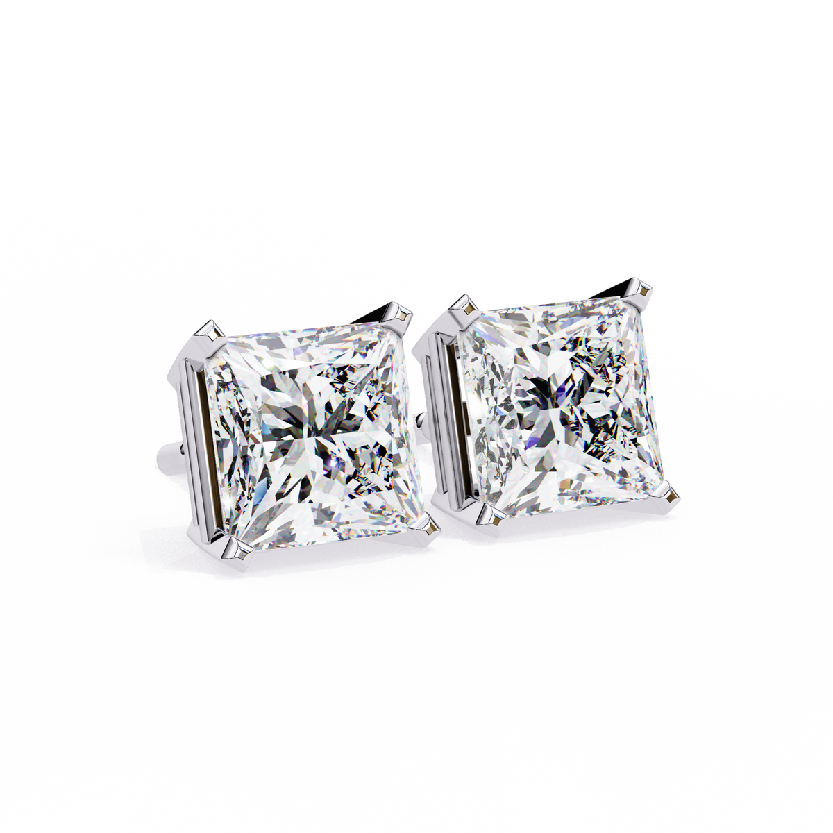 Discover the Beauty of Lab Created Princess Diamond Earrings For Everyday - View 8