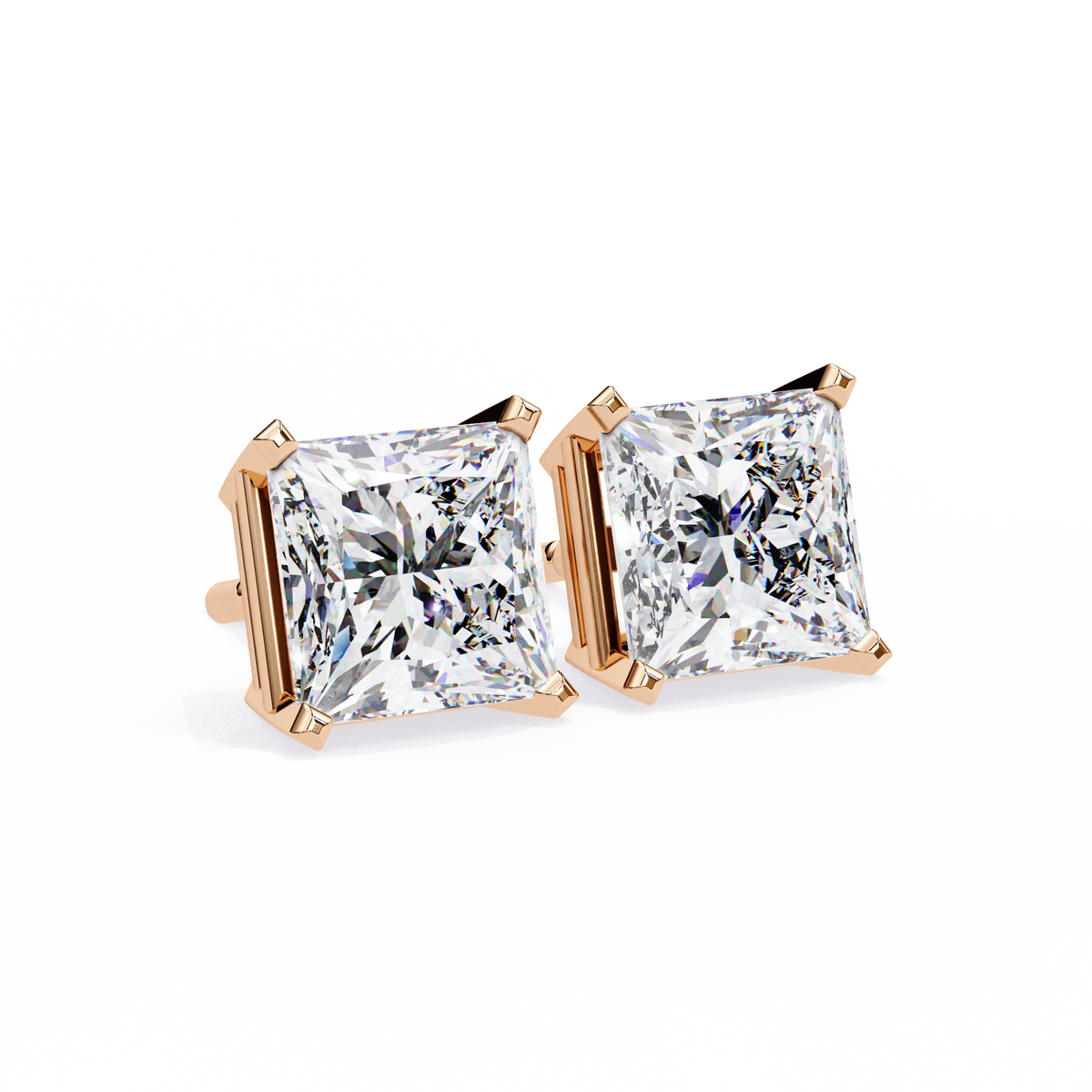 Discover the Beauty of Lab Created Princess Diamond Earrings For Everyday - View 9