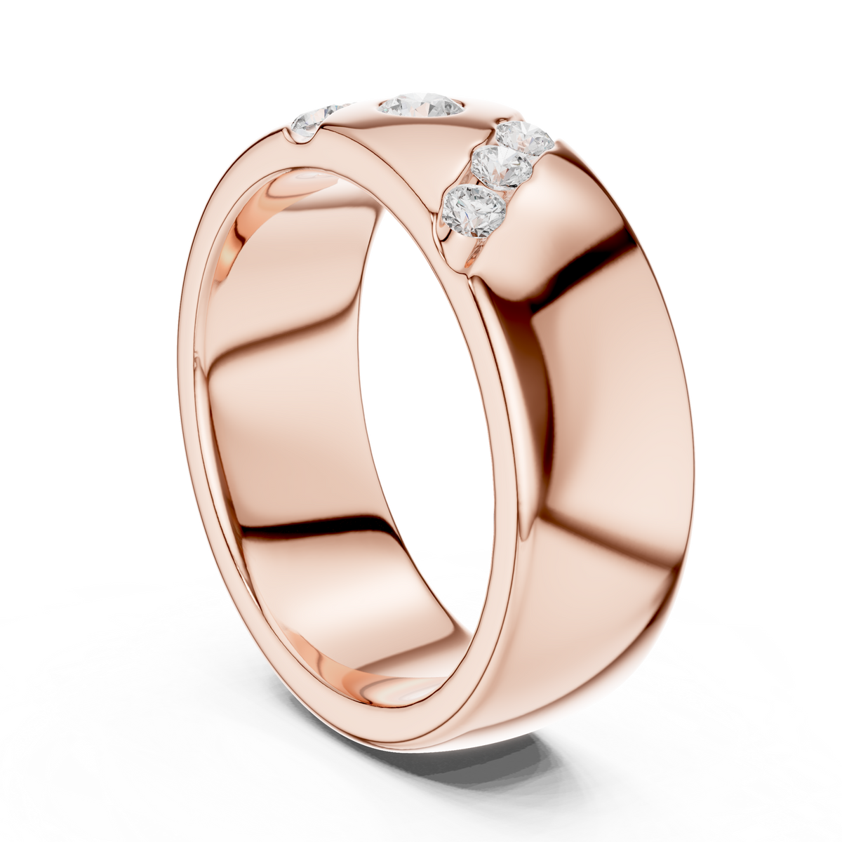 Round Cut Lab Grown Diamond Men's Swirl Channel Set Heavy Statement Ring - View 11
