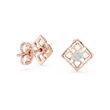 Architectural Geometric Moissanite Round Diamond Frame Stud Earrings with Floating Accents - View 8
