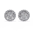 Halo Marquise Moissanite Diamond Round Cluster Stud Earrings with Pavé Circle Design - View 3