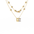 Double Layer Necklace with Round Lab Grown Solitaire - View 2