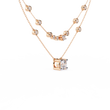 Double Layer Necklace with Round Lab Grown Solitaire - View 3