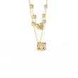 Double Layer Necklace with Round Lab Grown Solitaire - View 5