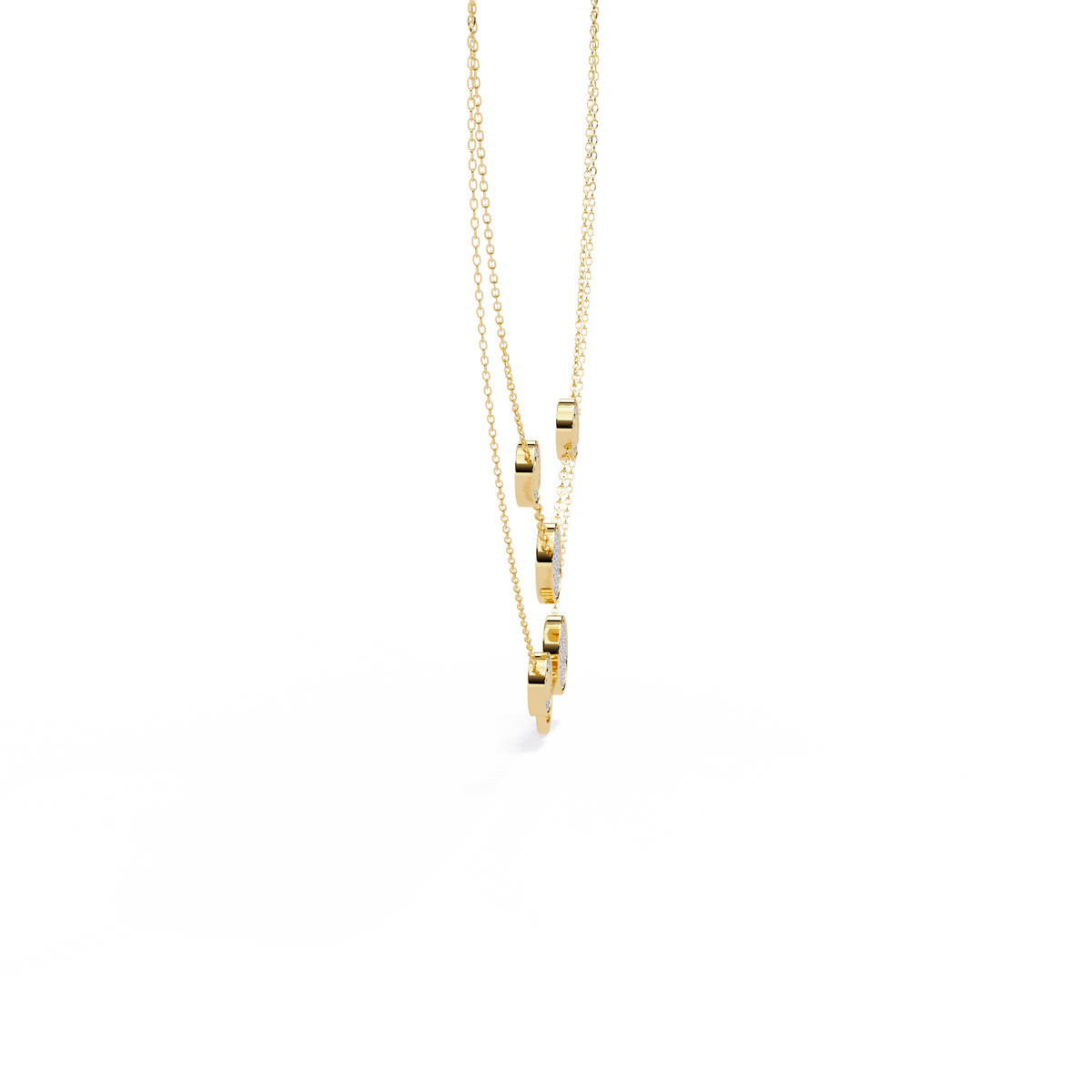 Double Layer Pave Circle Lab Grown Diamond Station Necklace - View 5