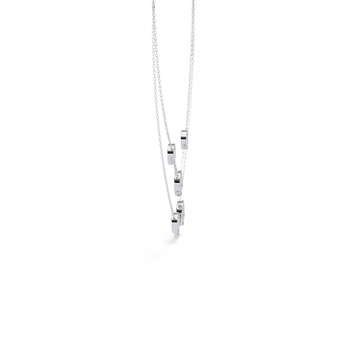 Double Layer Pave Circle Lab Grown Diamond Station Necklace - View 7