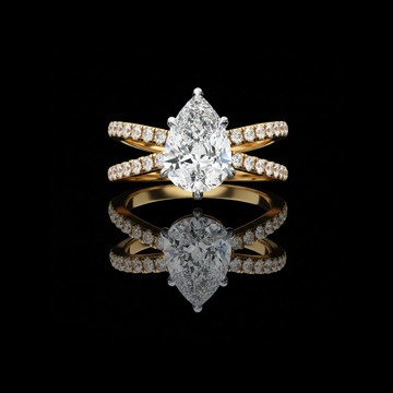 Pear Cut Double Band Moissanite Diamond Promise Ring For Women