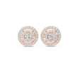 Round Lab Grown Diamond Double Halo Cluster Post Earring - View 2