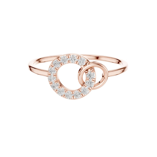 Round Cut Lab Diamond Interlocking Circle Ring for Women - View 2