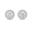 Tiered Double Halo Round Moissanite Diamond Stud Earrings - View 3