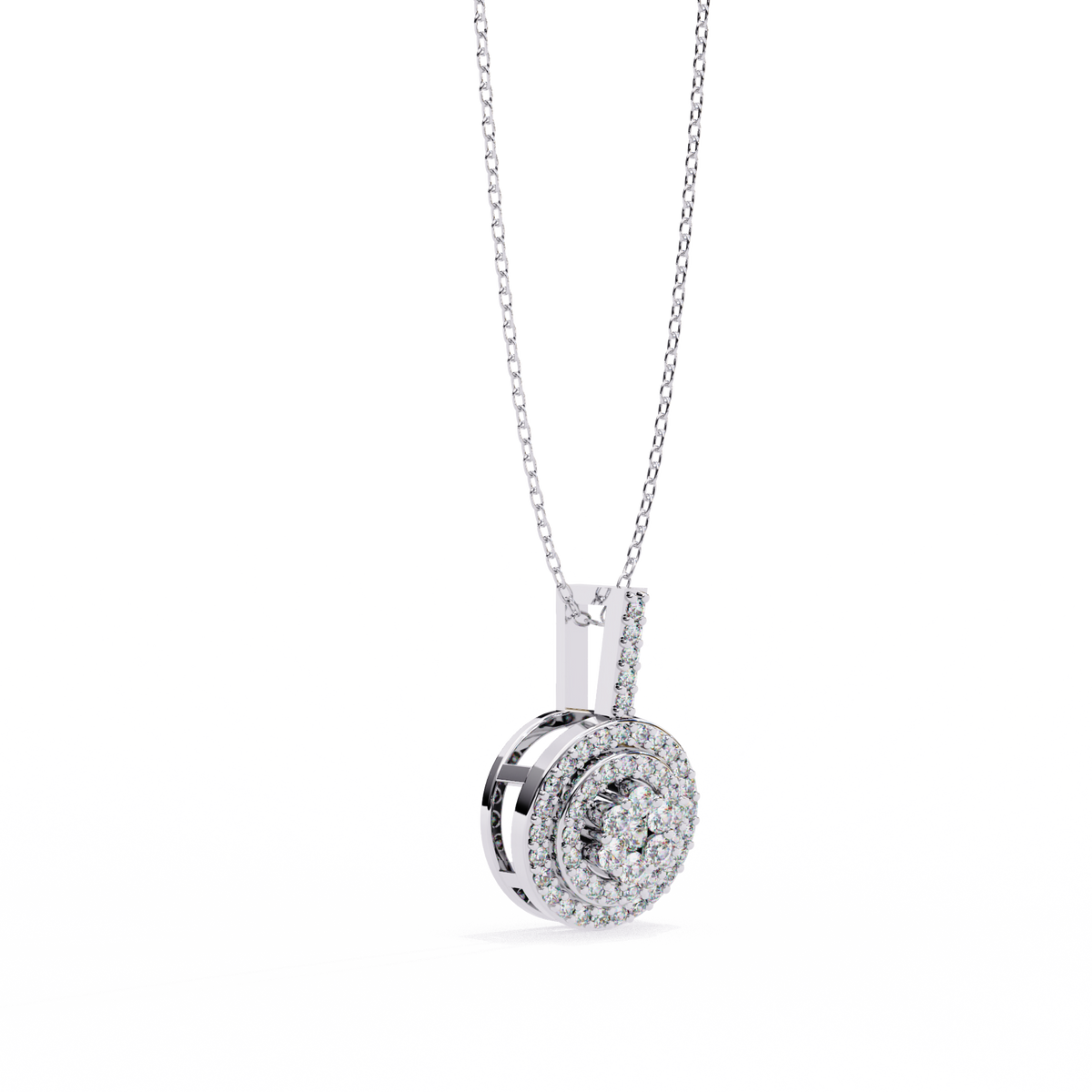 Concentric Circle Silhouette Charm Pendant with Round Moissanite Diamond - View 3