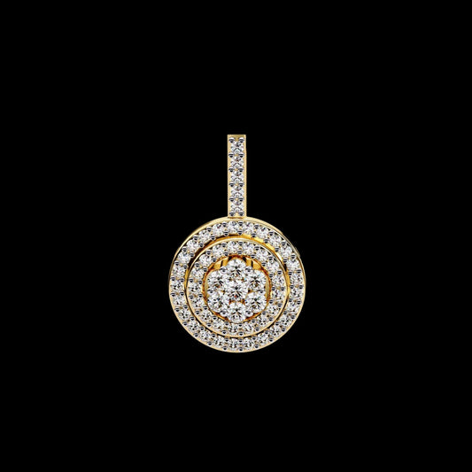 Concentric Circle Silhouette Charm Pendant with Round Moissanite Diamond