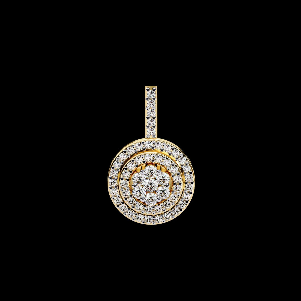 Concentric Circle Silhouette Charm Pendant with Round Lab Grown Diamond