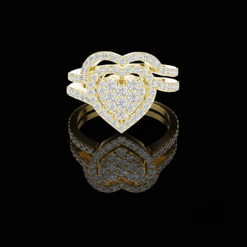 Round Cut Lab Diamond Multi Row Pave Halo Diamond Ring
