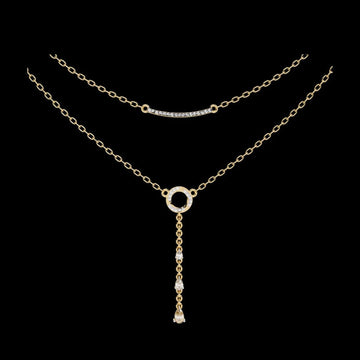 Double Layered Circle Drop Lab Grown Diamond Necklace