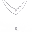 Two Layered Princess and Baguette Lab Grown Diamond Lariat Necklace - View 4