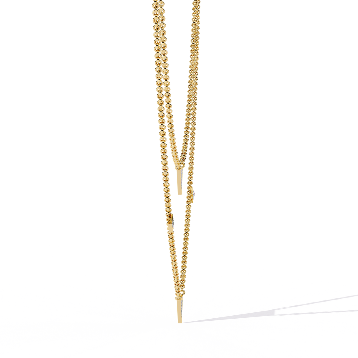 Two Layered Triangle Moissanite Diamond Pave Necklace - View 5