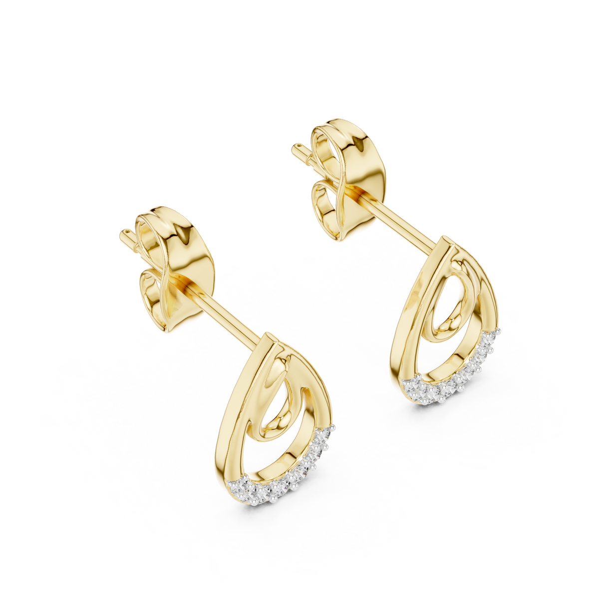 Iconic Loop Round Moissanite Diamond Stud Earrings with Interlinked Teardrop Elegance - View 4