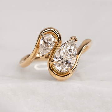 Pear Cut Lab Diamond Toi et Moi Bypass Ring