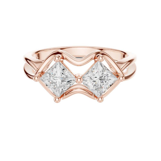 Toi Et Moi Princess Cut Lab Diamond Split Band Engagement Ring - View 2