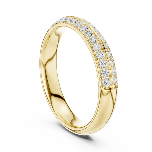 Round Moissanite Diamond Pave Wedding Band - View 2