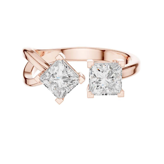 Princess Cut Toi Et Moi Twisted Band Lab Diamond Ring - View 2