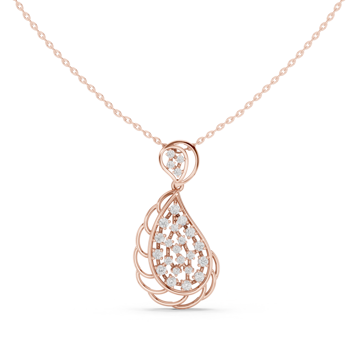 Round Cut Moissanite Diamond Pear Drop Openwork Pendant - View 2