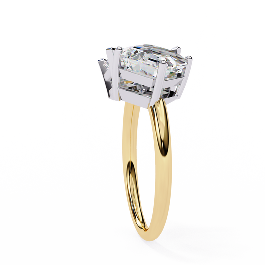 Radiant and Asscher Cut Moissanite Diamond Toi et Moi Engagement Ring - View 2