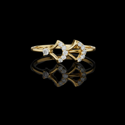 Geometric Open Double Chevron Moissanite Diamond Stackable Engagement Ring