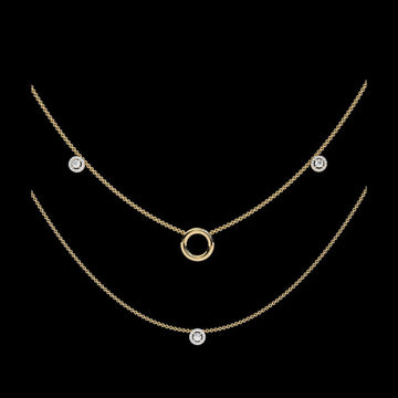 Layered Open Circle Bezel Lab Grown Diamond Double Necklace