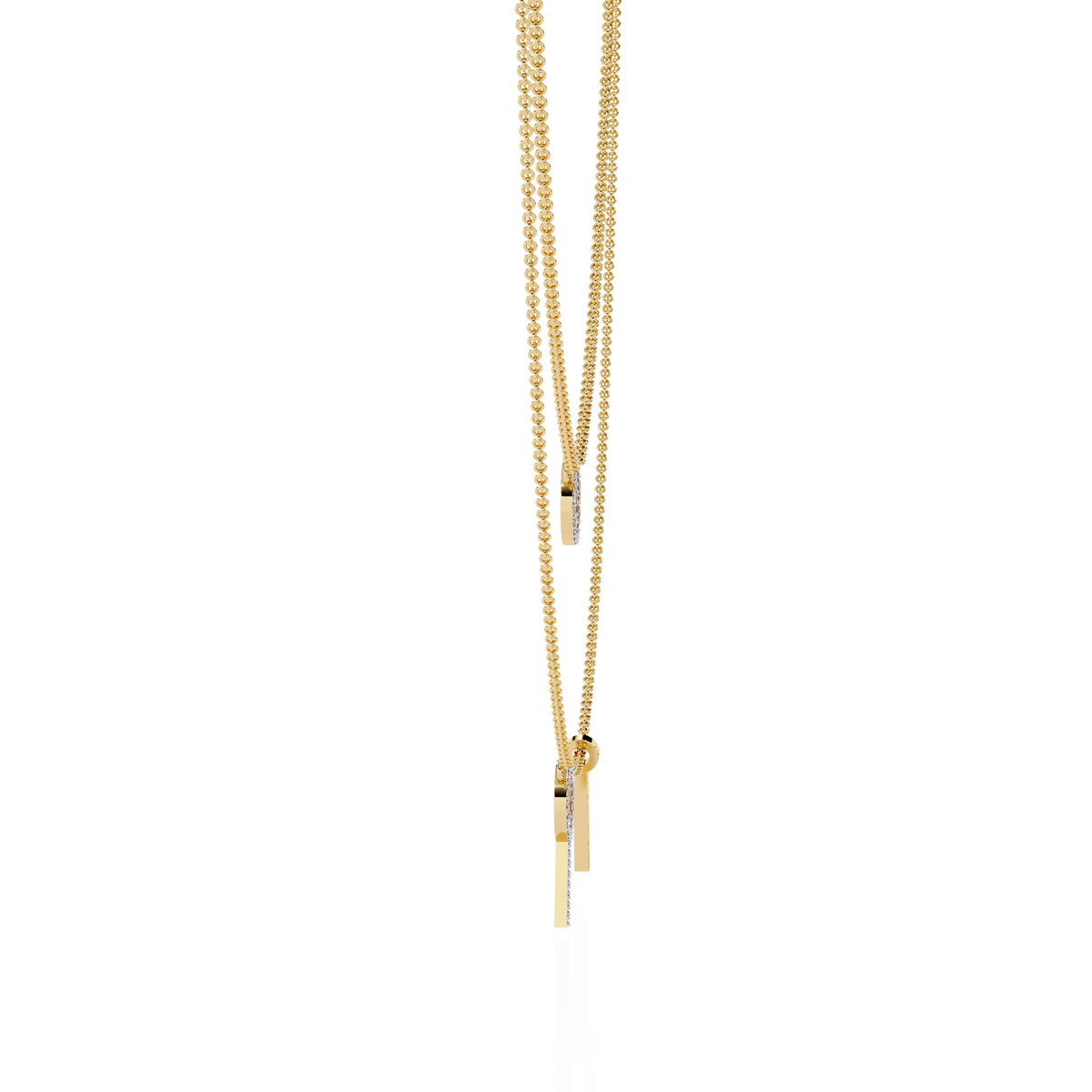Layered Open Circle Bar Pendant Lab Grown Double Necklace - View 7