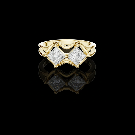 Toi Et Moi Princess Cut Lab Diamond Split Band Engagement Ring