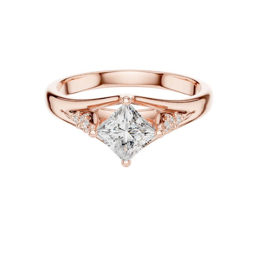 Princess Cut Lab Diamond Halo Engagement Ring - View 2