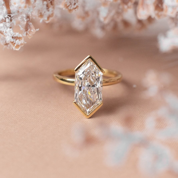 Dutch Marquise Cut Half Bezel Set Solitaire Moissanite Diamond Ring