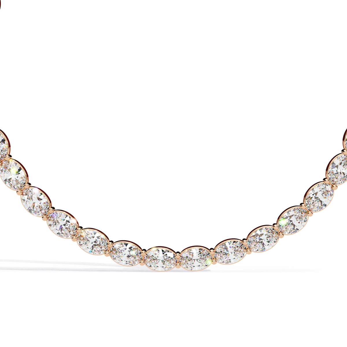 East West Oval Cut Lab Grown Diamond Tennis Necklace - View 2