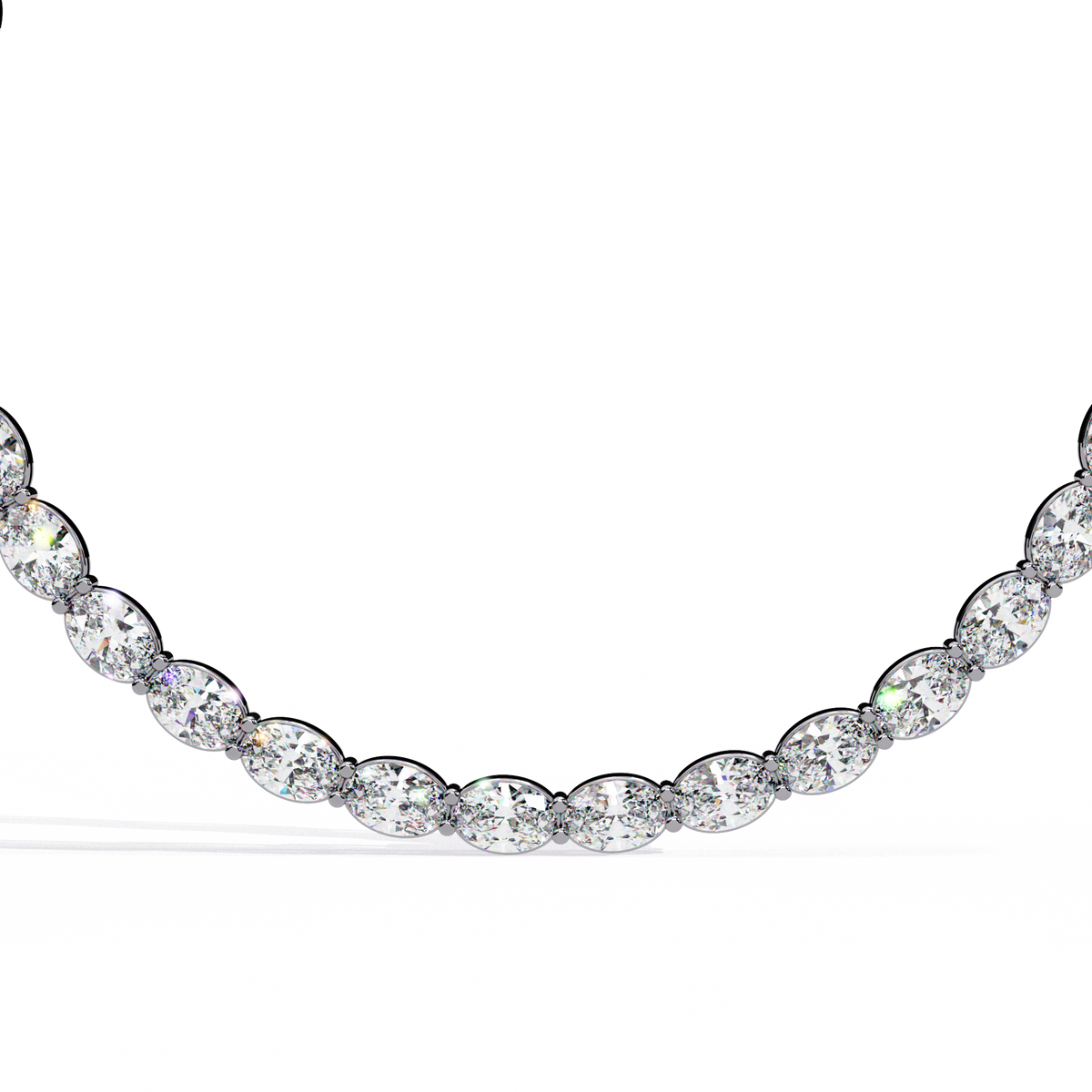 East West Oval Cut Lab Grown Diamond Tennis Necklace - View 3