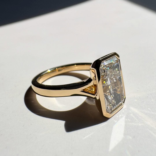 Bold Radiant Cut Moissanite Diamond Bezel Solitaire Ring - View 2