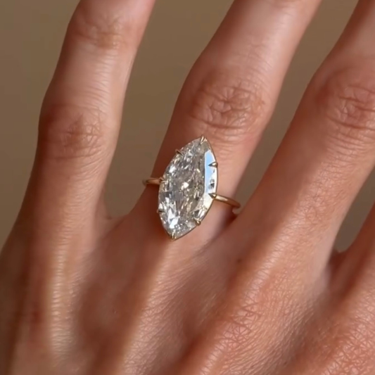 Marquise Cut Solitaire Lab Diamond Engagement Ring - View 2
