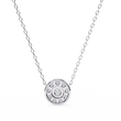 Round Moissanite Diamond Halo Pendant with Round Cluster Accent Stones - View 10